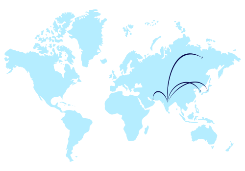 Global trade map showing TGV's international reach